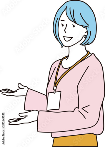 案内をする女性スタッフのイラスト素材