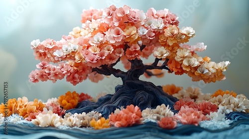 Paper flower bonsai art