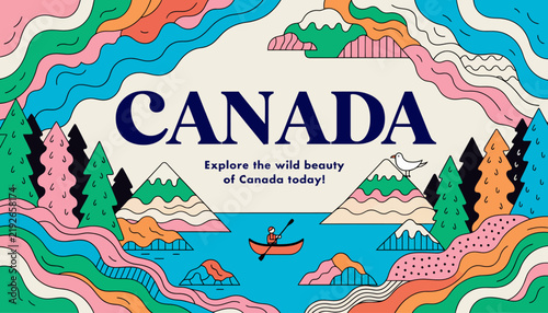 Vibrant illustration of Canada showcasing wild beauty and nature