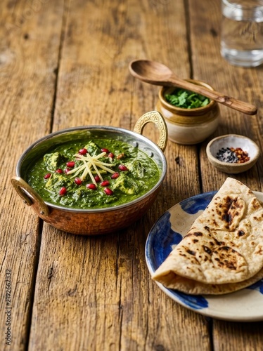 Indian Palak Paneer with Naan bread