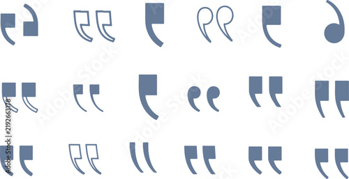 Quotation Marks and Punctuation Icon Set with Comma, Apostrophe, Parenthesis, and Speech Quote Symbols. quotation mark double quote icon set vector.