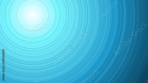 Abstract blue circular light rays background with thin rings for digital technology art.