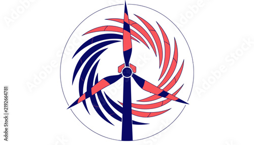 Wind turbine logo, renewable energy symbol, eco-friendly power icon