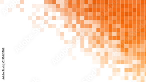 Orange pixelated corner mosaic pattern on white surface for vibrant commercial marketing.