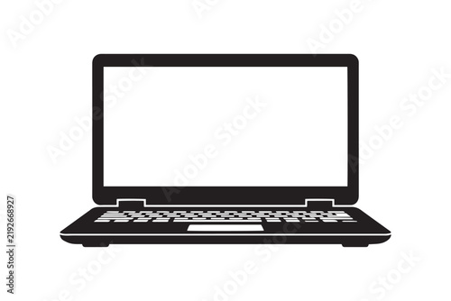 Laptop Computer Vector Silhouette Front View Blank Screen Template