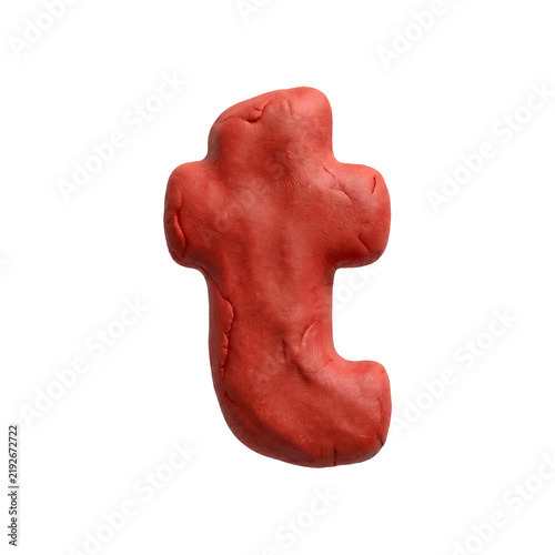 plasticine letter T - Lower-case 3d playdough font - Suitable for modelling, stop-Motion Animation or sculpting related subjects