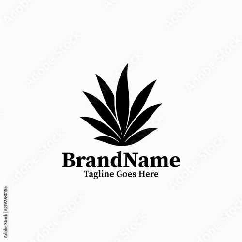 Spiky Agave Plant Vector Logo — Black Image Nature & Flora Mascot Isolated on White Background