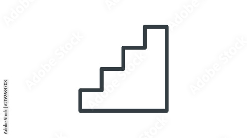 Minimalist outline vector illustration of a simple staircase icon representing progress and upward career growth goals