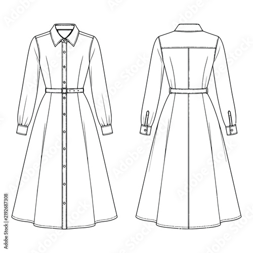 Technical Shirt Dress Front and Back