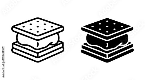 S'mores icon isometric outline and solid style