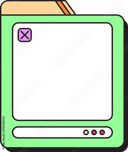 Cute Retro Folder Window Vector Icon