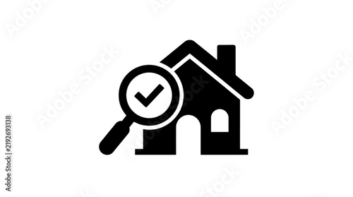 Home Property Assessment and House Inspection Icon for Real Estate Appraisal and Building Quality Verification Process