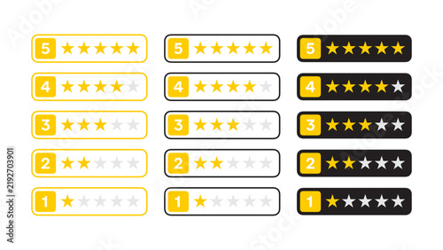 Customer feedback rating system with stars from one to five