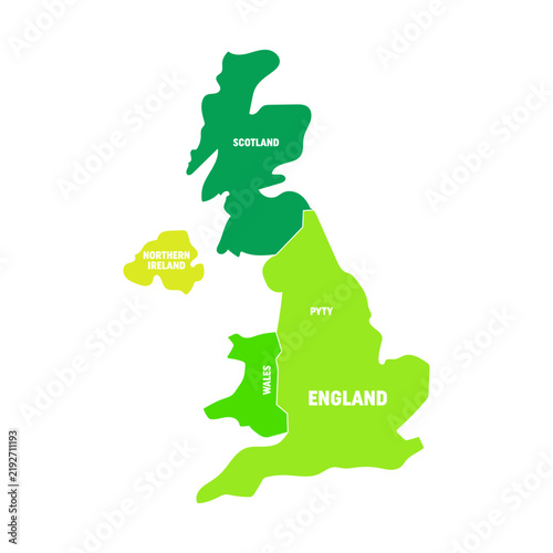 United Kingdom vector map with England Scotland Wales and Northern Ireland regions