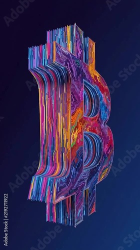 authentic human lifestyle concept Colorful 3D Bitcoin Symbol Animation. Abstract Cryptocurrency BTC Logo in a futuristic, artistic style. Digital currency and blockchain technology concept video. mode