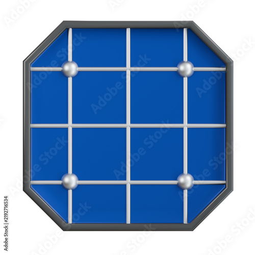 3D illustration of a single photovoltaic solar cell module with busbars isolated on black background, showcasing clean renewable energy component technology.