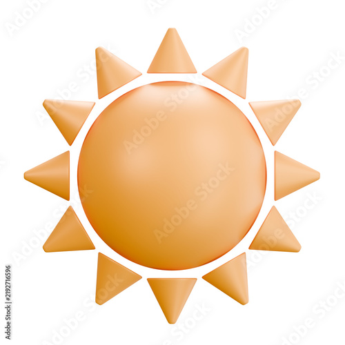 3D rendering of a bright yellow sun with sharp rays isolated on black background, representing solar power source, summer weather, and clean natural energy.