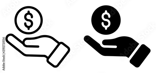 save money hand salary icon set vector