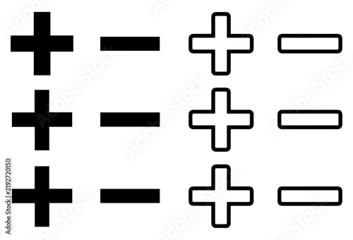 Foto plus minus arithmetic symbol icon set vector