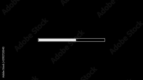 Minimalist loading bar progress indicator animation on black background, download
