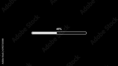 Minimalist loading progress bar animation with percentage counter on black background, download