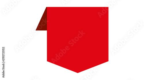 Red Ribbon Banner with Red and White Arrow Sign Isolated on White Background, Blank Paper Label, Directional Symbol, Business Card and Decorative Design Element