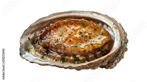 Grilled Abalone with Garlic Butter Sauce Isolated PNG Transparent Background