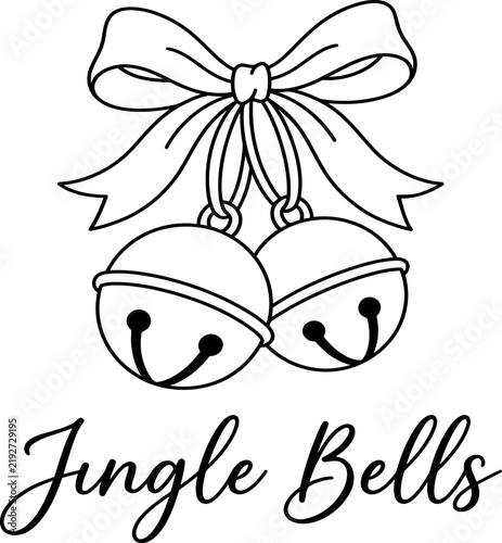 Jingle Bells Christmas Bell Bow Line Art Coloring Design