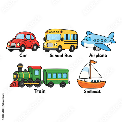 Cute Cartoon Vehicle Learning Poster