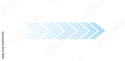 An abstract graphic representing forward motion with multiple chevrons in a light blue gradient, indicating progress and direction