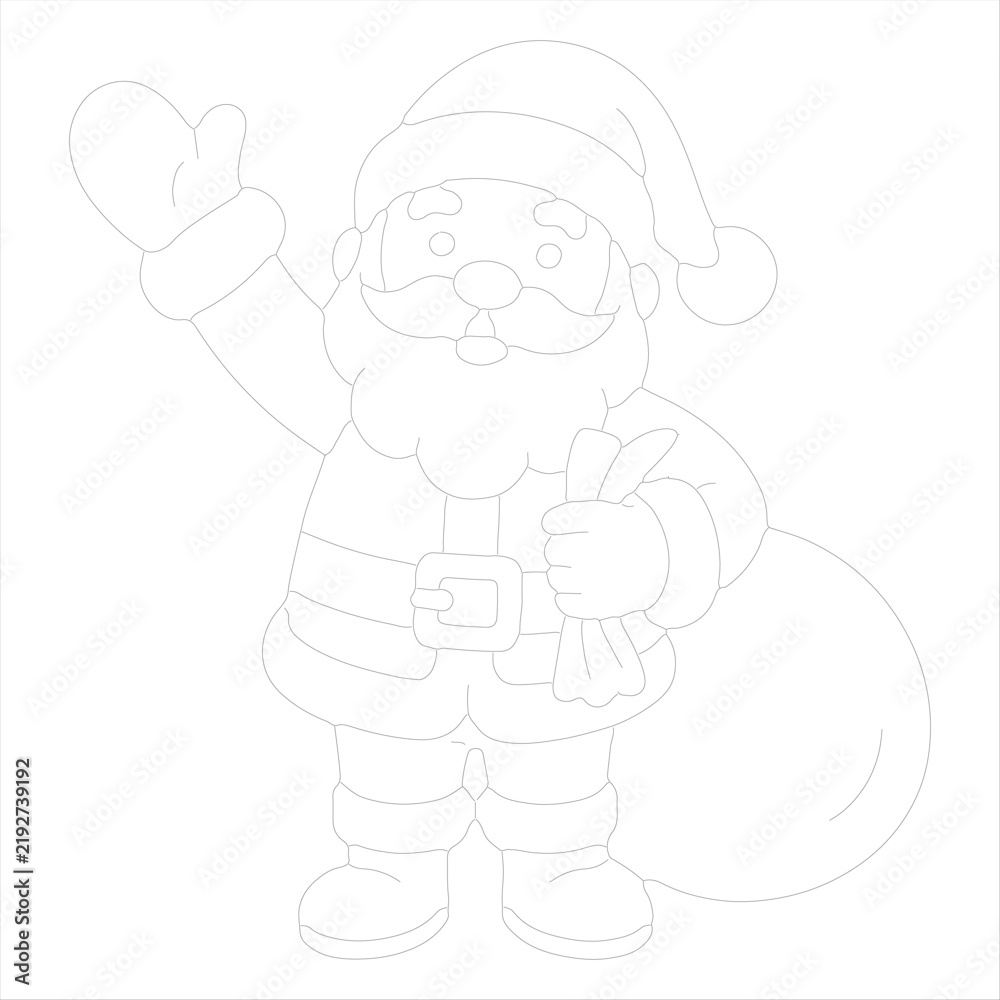 Fototapeta premium Santa Claus line art vector isolated on white background