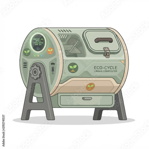 Futuristic automated urban composter device for eco-friendly recycling and organic waste management