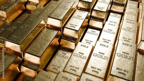 Stack of fine gold bullion bars background.bank,saving in metal investment,financial wealth management,banking reserve asset, luxury,business concept