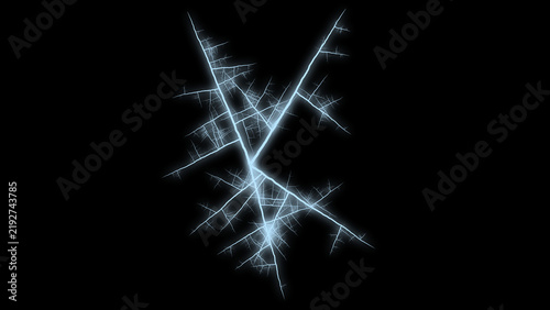 Foto Electric Frost and Ice Crack Pattern Spreading Over Black Background