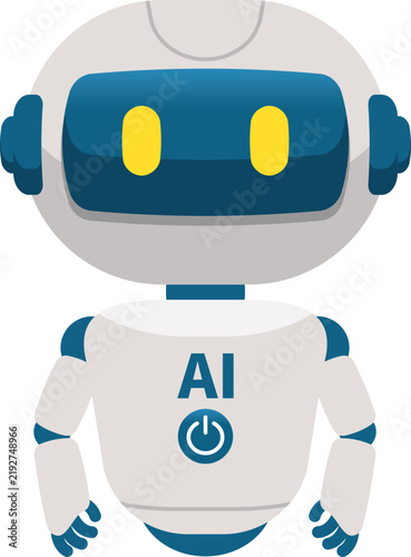 Obraz w ramie 白とブルーが基調のかわいいAIロボットのイメージイラスト