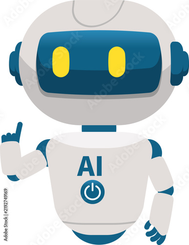 Obraz w ramie 指さしをするかわいいAIロボットのイメージイラスト