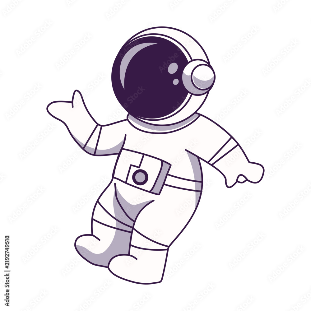 Fototapeta premium Cute Astronaut Character with Trendy Cartoon Design. Vector Illustration.