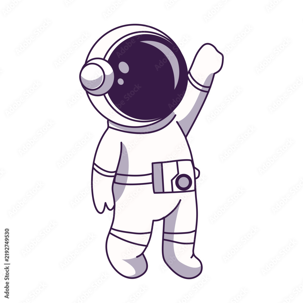 Fototapeta premium Cute Astronaut Character with Trendy Cartoon Design. Vector Illustration.