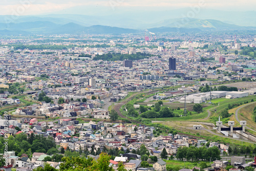 嵐山から見た旭川市の風景