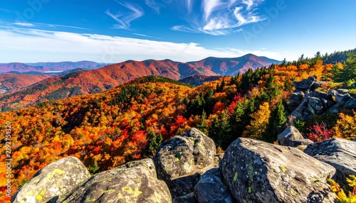 Grand Canyon Arizona in Autumn with Scenic Mountain Landscape, Colorful Forest Trees, Rolling Hills, Meadow and Dramatic Cloudy Sky in Grand Canyon National Park