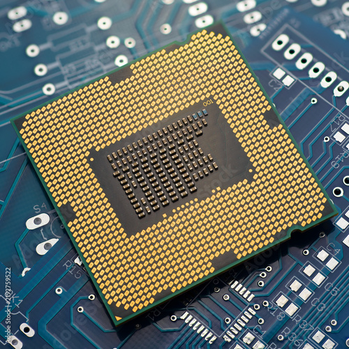 Naklejka Computer CPU on printed circuit board pcb.