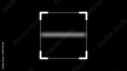 White Neon Square Frame with Blurred Horizontal Line stock