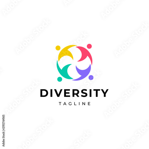Diversity people, Community, Teamwork, Family, colorful logo vector icon illustration.
