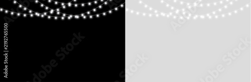Cheerful Christmas decoration made with glowing string lights. Bright bulbs create colorful seasonal appeal. Great isolated asset for festive graphics.

