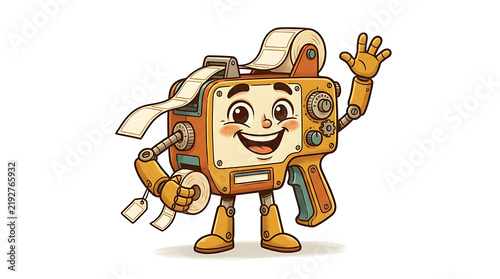 Cute vintage store tagger tool mascot character clean flat vector