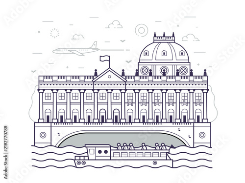 Bode Museum Island Berlin Landmark Line City Scene