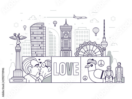 Travel Berlin Landmarks Banner with Cityscape