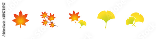 Obraz na płótnie もみじとイチョウの紅葉グラデーションアイコン 秋 落ち葉