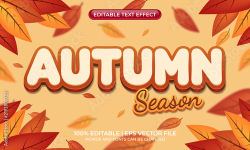 Autumn season text effect. Autumn editable text style effect. autumn text effect with leaves. Autumn leaves and textured background