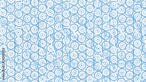 Indonesian batik seamless pattern with blue and white coral sea floral ornament background